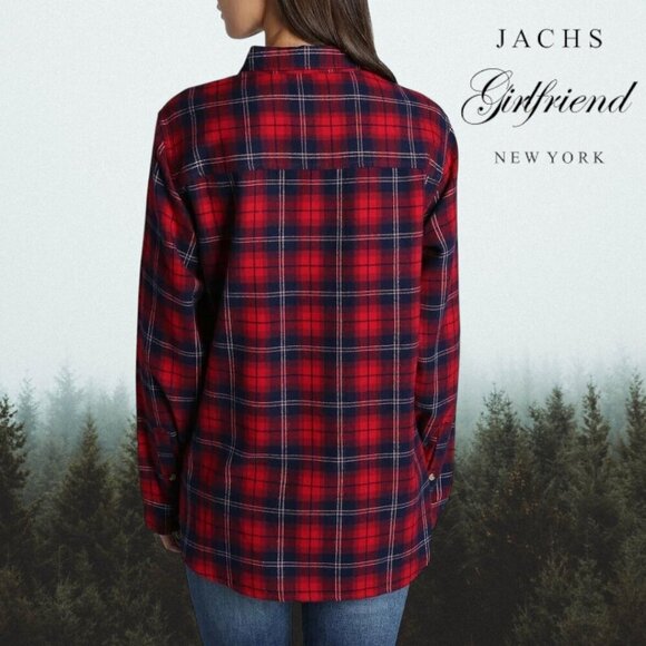 JACHS Girlfriend | Plaid Button-Up Flannel | Red and Blue | S | NWOT - Picture 3 of 4